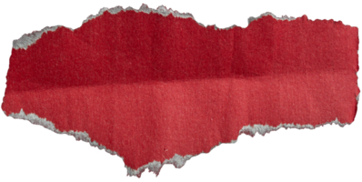 Ripped torn one red paper piece on transparent background, paper cut out design element png