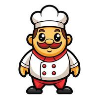 cartoon chef character with mustache and mustache vector