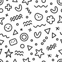 a black and white pattern with various shapes and symbols vector