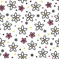 a pattern with flowers and dots on a white background vector