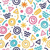 seamless pattern with colorful geometric shapes and circles vector