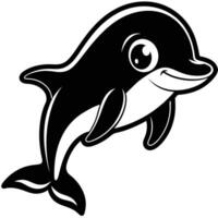 a cartoon dolphin with big eyes and a smile vector