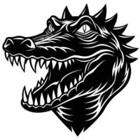 a crocodile head with sharp teeth and fangs vector