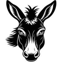a black and white donkey head on a white background vector