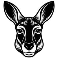 a black and white image of a kangaroo head vector