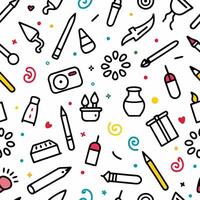 seamless pattern with various objects and tools vector