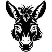 a black and white donkey head on a white background vector