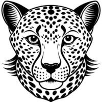 a black and white drawing of a leopard's head vector