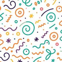 seamless pattern with colorful shapes and swirls vector