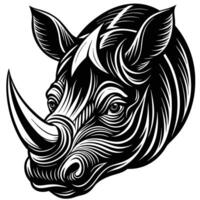 the head of a rhino is shown in a woodcut style vector