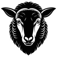 black and white sheep head on a white background vector