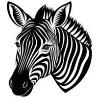 zebra head silhouette on white background vector
