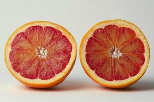 Slices of vibrant blood oranges revealing juicy and colorful interior with fresh zest appeal photo