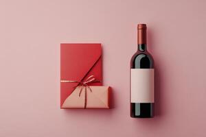 Gift idea for celebrations featuring wine and elegant packaging photo