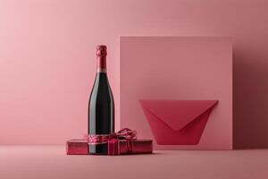 Gift idea for celebrations featuring wine and elegant packaging photo