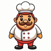 cartoon chef with mustache and mustache vector