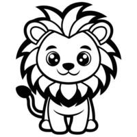a lion coloring page for kids vector