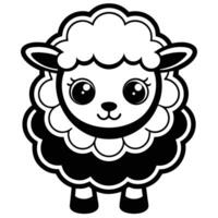a black and white sheep with big eyes vector