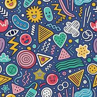 seamless pattern with colorful objects and shapes vector
