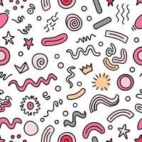 seamless pattern with doodles and shapes vector