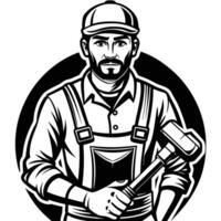 a man with a hammer in his hand vector
