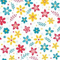 floral seamless pattern with colorful flowers on a white background vector