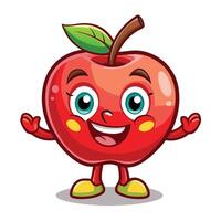 a cartoon red apple character with arms and legs vector