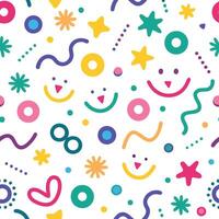 seamless pattern with colorful shapes and faces vector