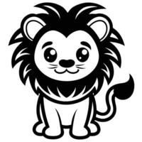 a cartoon lion with a black and white design vector