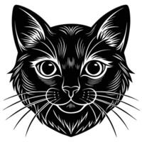 black and white illustration of a cat's head vector