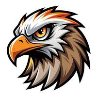 an eagle head with a red beak and orange feathers vector