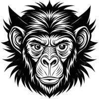 a black and white image of a monkey head vector