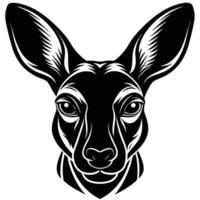 a black and white image of a kangaroo head vector