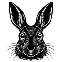 a black and white illustration of a rabbit's head vector