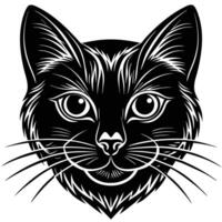 black cat head with long ears and a long nose vector