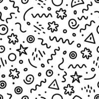 seamless pattern with black and white doodles vector