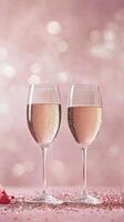 Celebration with sparkling drinks in elegant glasses on a pink glitter background photo