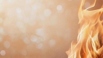 Bright flames dancing against a warm background in a cozy environment photo