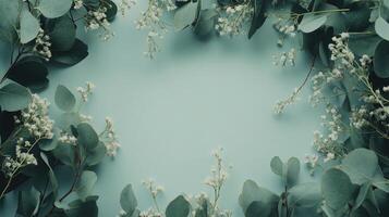 Soft green and white floral arrangement with textured background for creative design photo