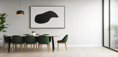 Modern dining room with sleek design and minimalistic decor in contemporary home photo