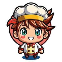 a cartoon chef character with a hat on vector