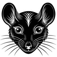 a black and white illustration of a rat's head vector