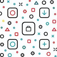 a colorful pattern with icons and arrows vector