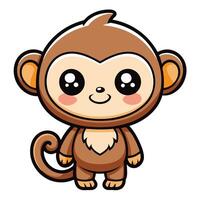 a cartoon monkey with big eyes and a smile vector