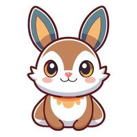 a cartoon rabbit with big ears and a collar vector