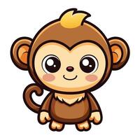 a cartoon monkey with big eyes and a smile vector
