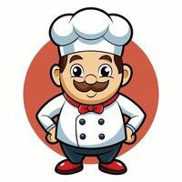 cartoon chef with mustache and red tie standing with arms crossed vector