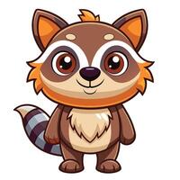 a cartoon raccoon standing with its eyes closed vector