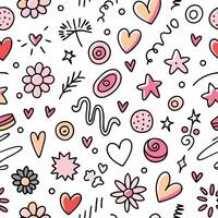 seamless pattern with hearts, stars and other shapes vector