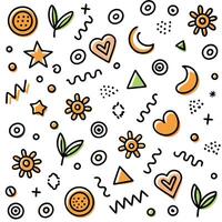 a colorful pattern with various shapes and flowers vector